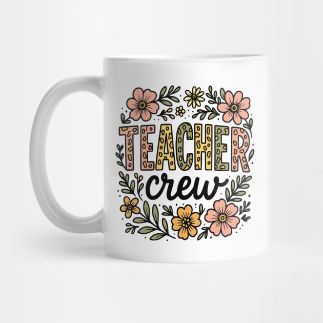 Teacher Crew Floral Leopard Print Design by Designed By Marty